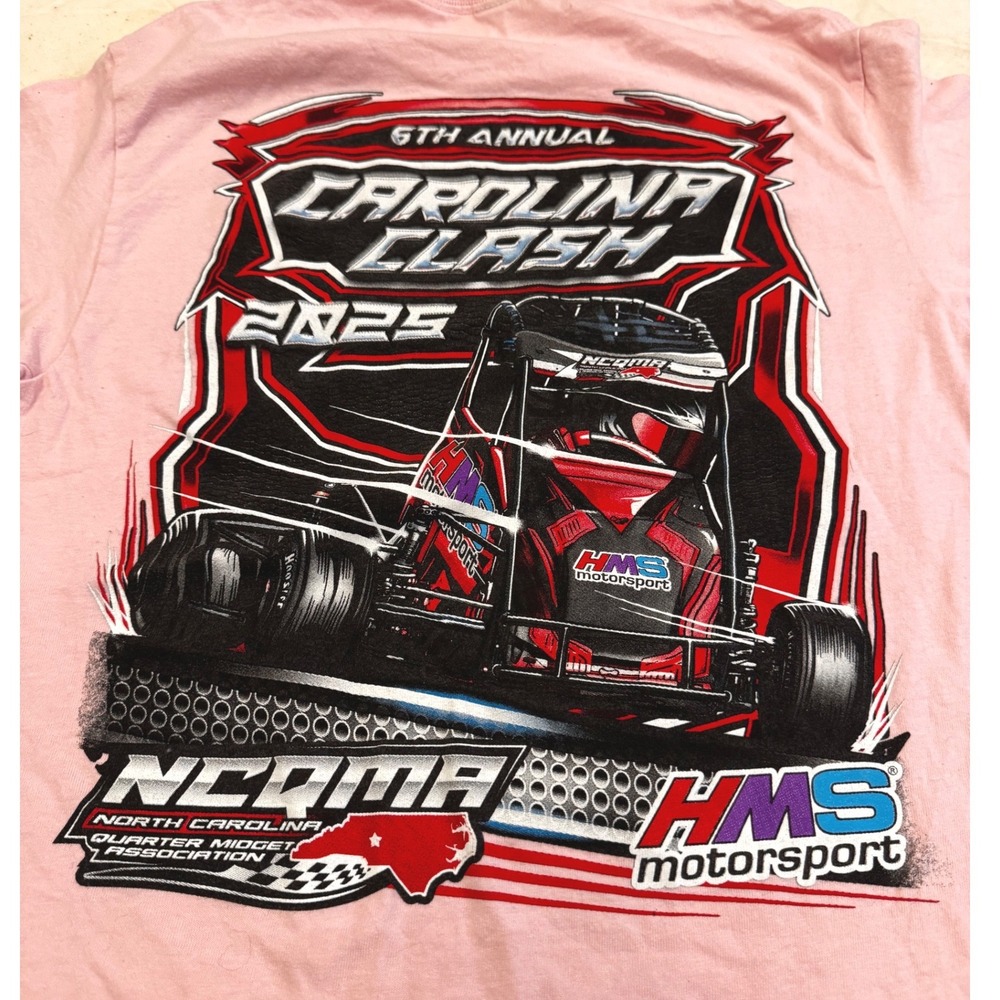 Carolina Clash 2025 NCQMA Racing Pink Graphic T-Shirt HMS Motorsport